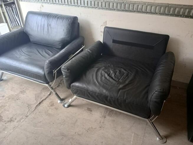 Fotel duży czarny skórzany do domu salonu fotele skórzane