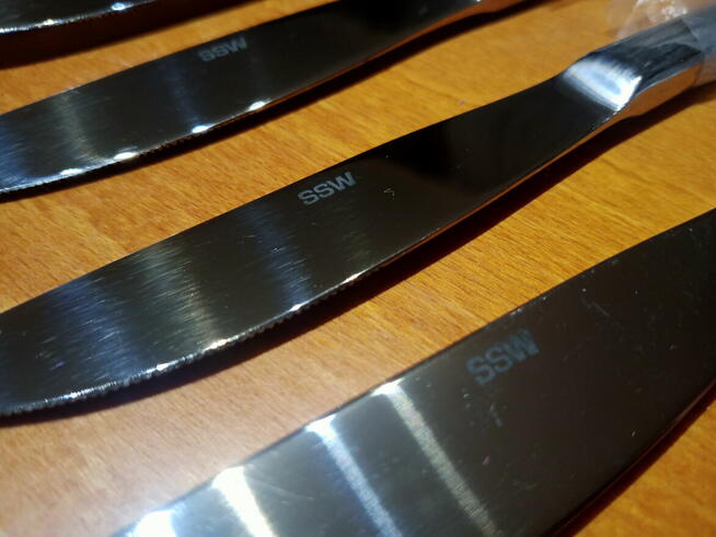 Noże stołowe SSW 6szt, niecałe 22cm, nowe