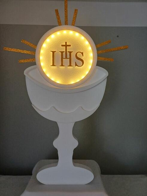 Kielich z hostią z podswietleniem-dekoracja Pierwsza Komunia