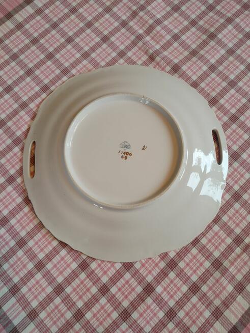 Talerzyki deserowe + patera na ciasto - porcelana „Chodzież