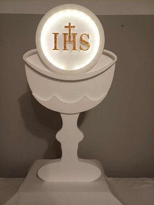 Kielich z hostią z podswietleniem-dekoracja Pierwsza Komunia