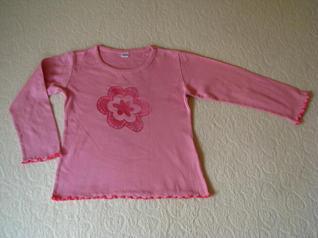 Bawełniana bluzeczka dziecięca długi rękaw różowa r. 110-116