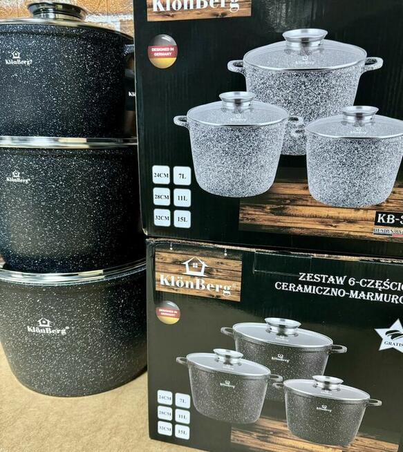 Zestaw dużych garnków. Rosołowe. 7L/11L/15L. Kolory