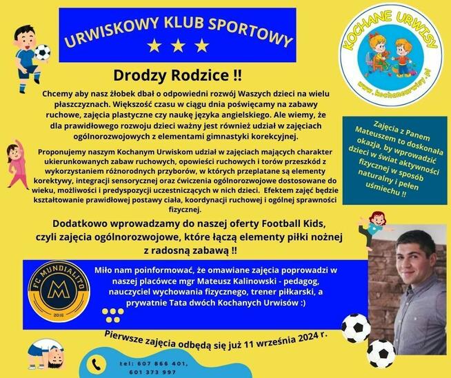 ŻŁOBEK – KLUB DZIECIĘCY KOCHANE URWISY opieka nad dziećmi
