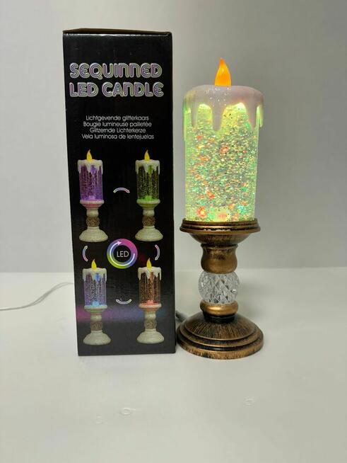 Piękna świeca LED. Zmienia kolory. Piękna ozdoba świąteczna.