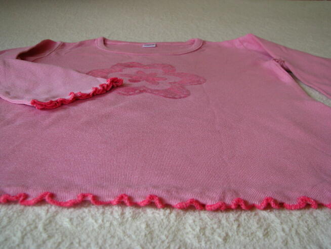Bawełniana bluzeczka dziecięca długi rękaw różowa r. 110-116