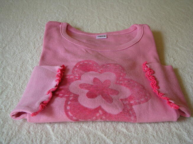 Bawełniana bluzeczka dziecięca długi rękaw różowa r. 110-116