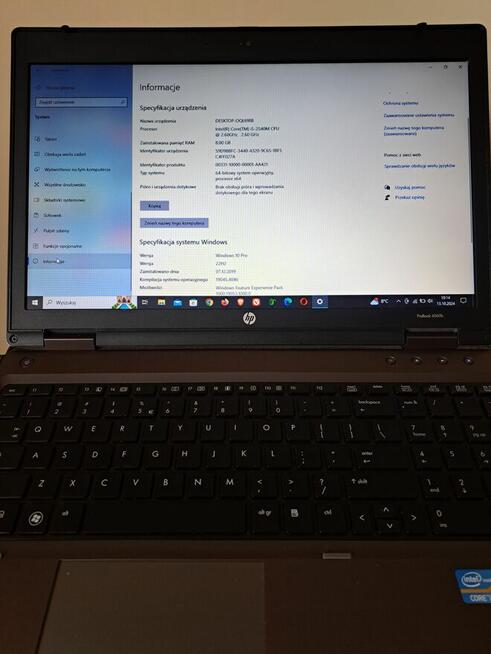 Laptop HP 6560B 15,6 256GB SSD 8GB RAM WIN 10