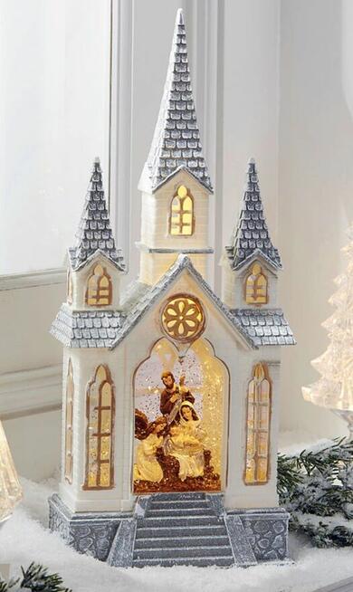 Szopka Bożonarodzeniowa. Duży domek. Kościół. Grający