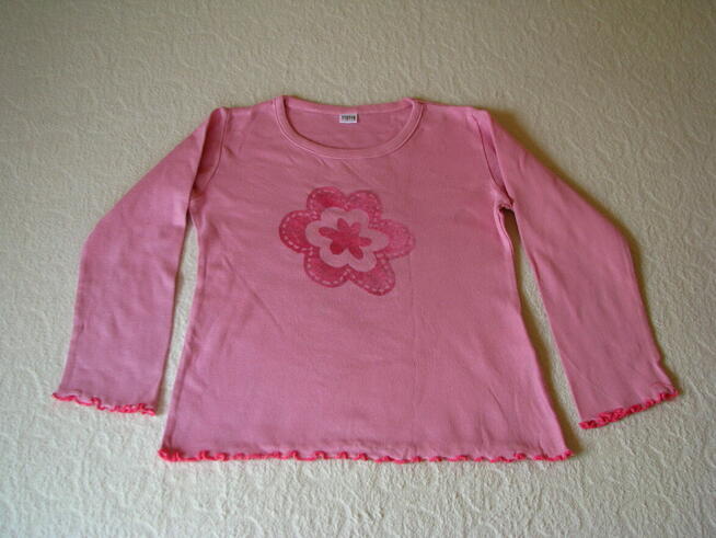 Bawełniana bluzeczka dziecięca długi rękaw różowa r. 110-116