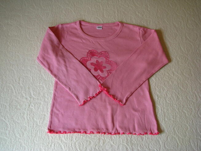 Bawełniana bluzeczka dziecięca długi rękaw różowa r. 110-116