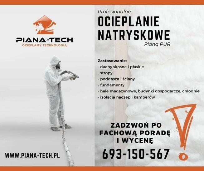 Ocieplenie Natryskowe Izolacja Pianą PUR Poddasza Stropy