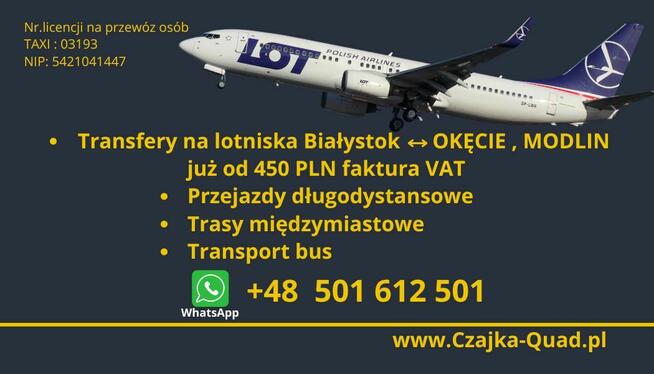 Czajka TAXI express 7/24h lotnisko Białystok Warszawa