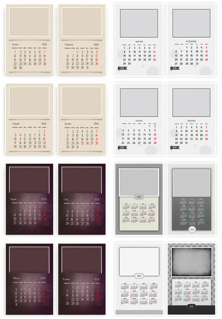Foto Kalendarz ścienny 2026 szablony A4 ze zdjęciami