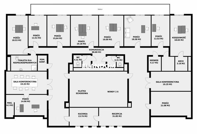 Biura na Górnym Mokotowie kameralny budynek