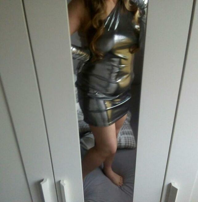 Błyszcząca sukienka mini, XL