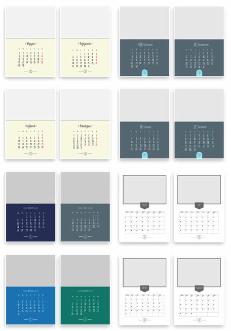 Kalendarz 2026 Szablony PSD Minimalistyczne Wzory