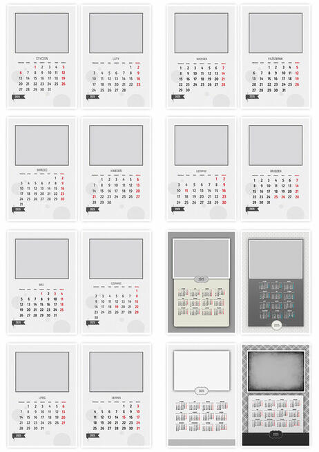 Foto Kalendarz ścienny 2026 szablony A4 ze zdjęciami