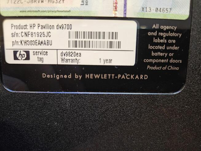 Laptop HP Pavilion dv9000 17,1 Intel Core 2 Duo 1 GB