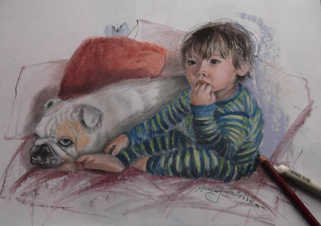 Portret dziecka. Maluje artysta plastyk.