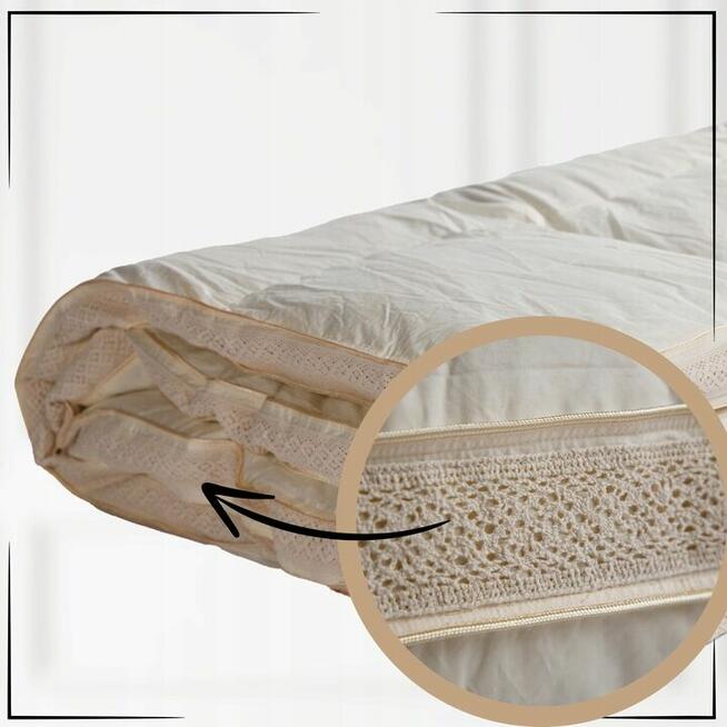 Kołdra Puchowa VIP 140x200+2xZłota Biza+Koronka PRODUCENT