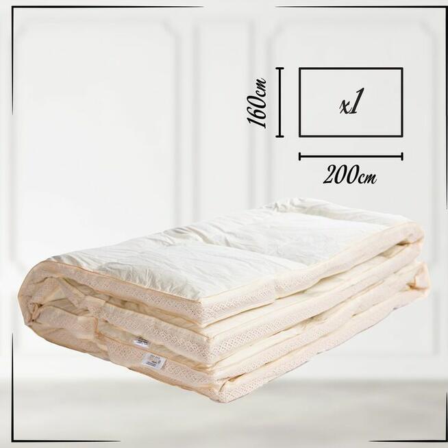 Kołdra Puchowa VIP 200x220+2xZłota Biza+Koronka PRODUCENT