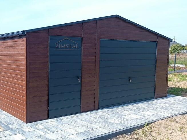 Garaż blaszany 5,5x6 drewnopodobny orzech/antracyt