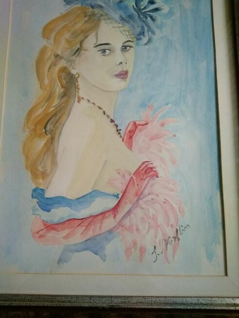 Stary portret młodej damy, sygnowany S.Norblin