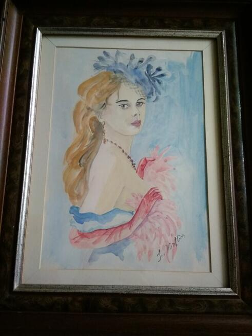 Stary portret młodej damy, sygnowany S.Norblin