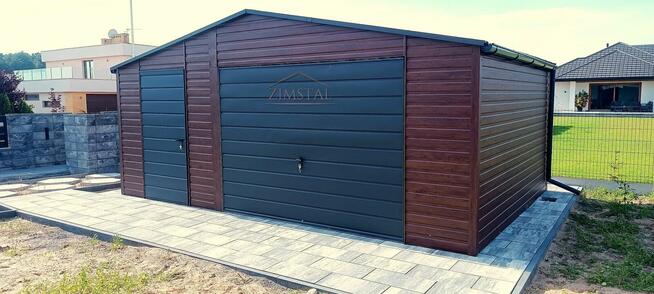 Garaż blaszany 5,5x6 drewnopodobny orzech/antracyt