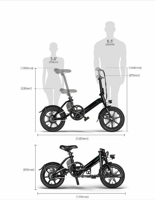 Fiido D3 Pro składany mini ebike 17.5kg 7,8Ah 250W do 60KM