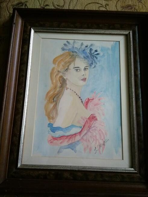 Stary portret młodej damy, sygnowany S.Norblin