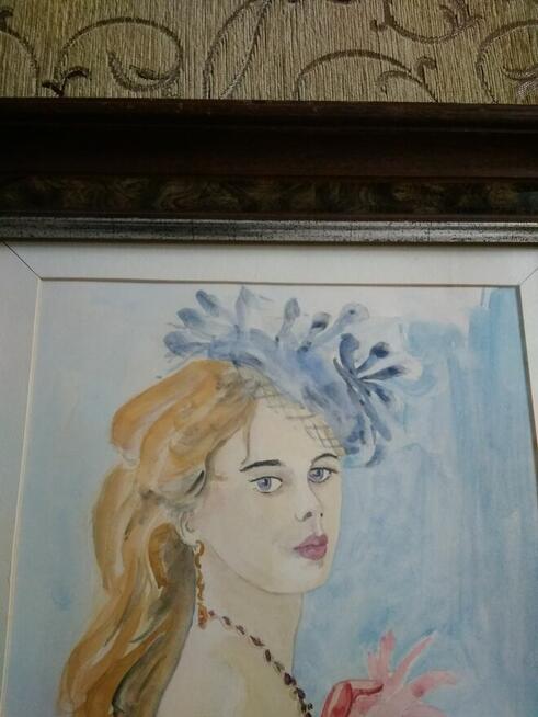 Stary portret młodej damy, sygnowany S.Norblin