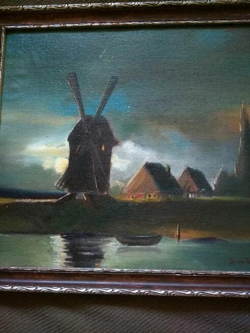 Przedwojenny nastrojowy pejzaż sygn. Iwan Trusz