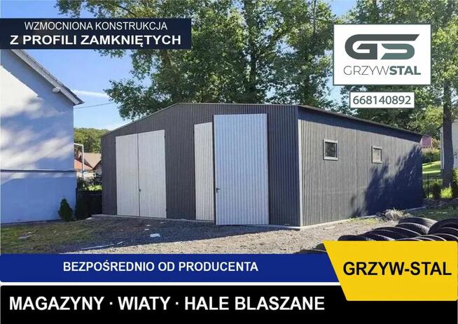 Garaż Blaszany Grafitowy -BLASZAK/MAGAZYN – GRZYWSTAL