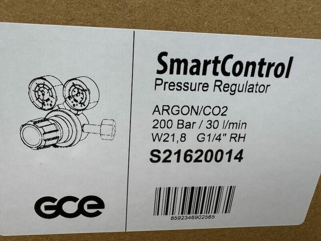 Reduktor ARGON/CO2 200Bar/30l/min W21.8 G1/4 RH SmartContro