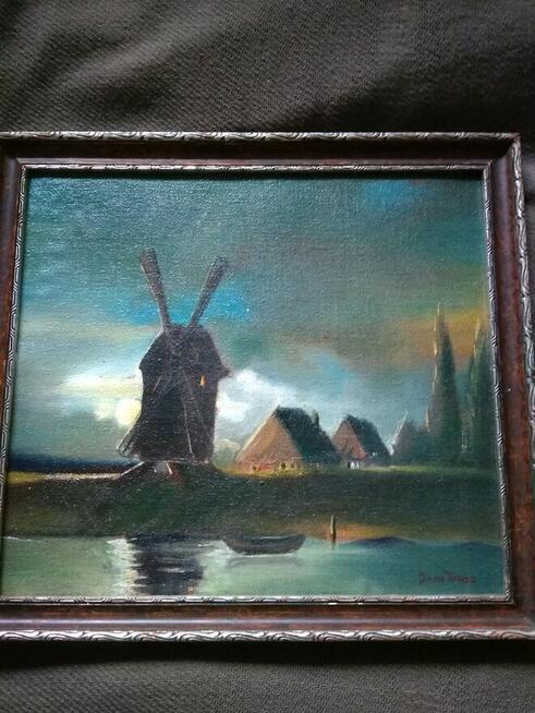 Przedwojenny nastrojowy pejzaż sygn. Iwan Trusz