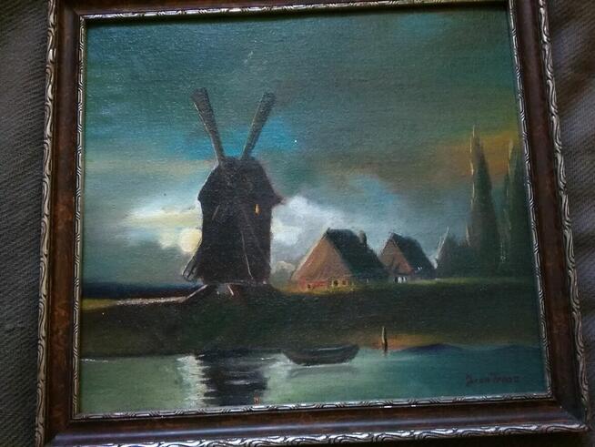 Przedwojenny nastrojowy pejzaż sygn. Iwan Trusz