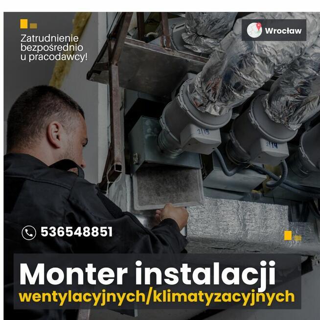 Monter instalacji wentylacyjnych/klimatyzacyjnych