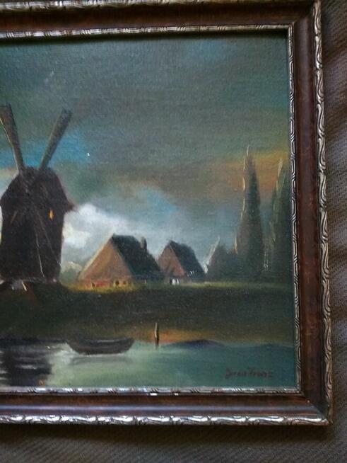 Przedwojenny nastrojowy pejzaż sygn. Iwan Trusz