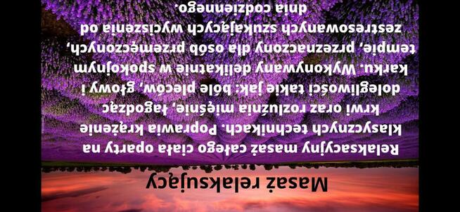 Masaze relaksujące otwarte od 8 do 21