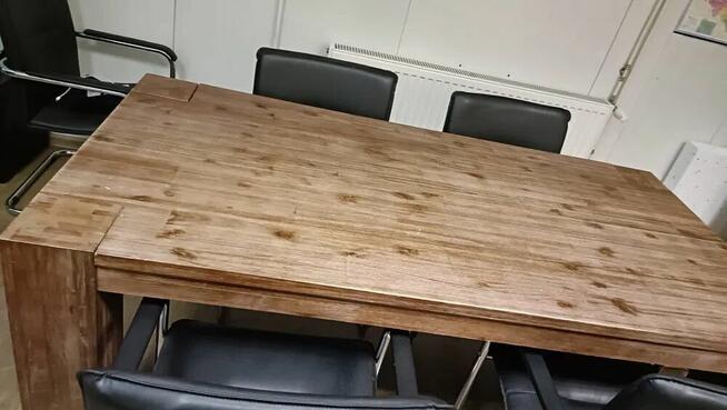 Stół drewniany ciemny na grubych nogach 180x90x77