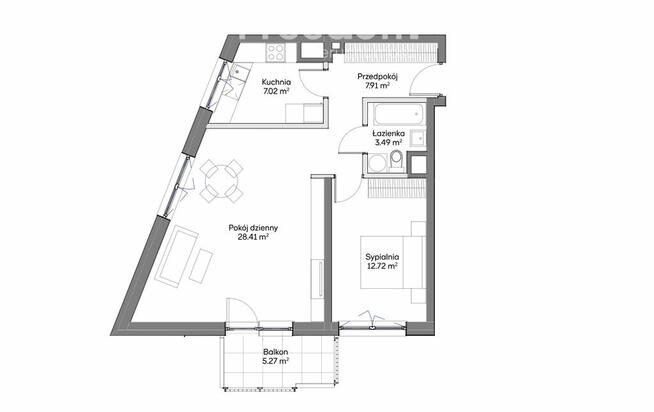 Nowoczesne 2 pokojowe mieszkanie z balkonem