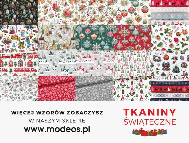 Materiał świąteczny na metry skrzaty Tkaniny pościelowe
