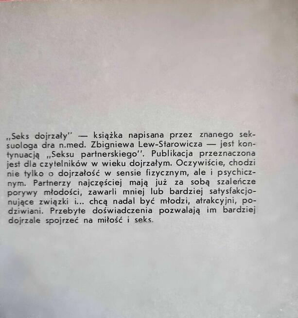 Książka SEKS DOJRZAŁY - Z. Lew Starowicz