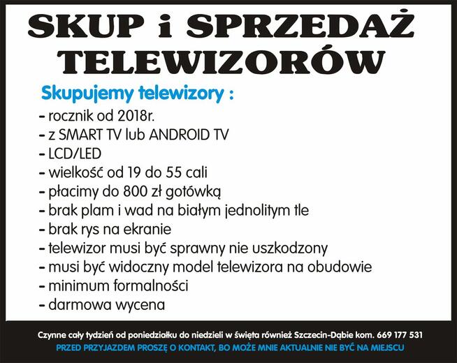 SKUP i SPRZEDAŻ Telewizorów Szczecin-Dąbie