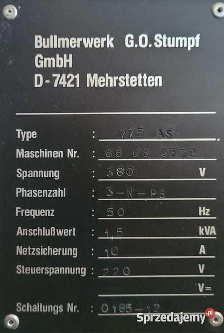 Nóż taśmowy krojczy Bullmer Werk 775 AS maszyna krawiecka
