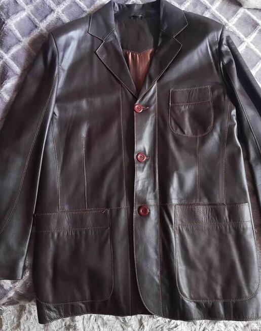 Marynarka męska z cienkiej delikatnej skóry naturalnej