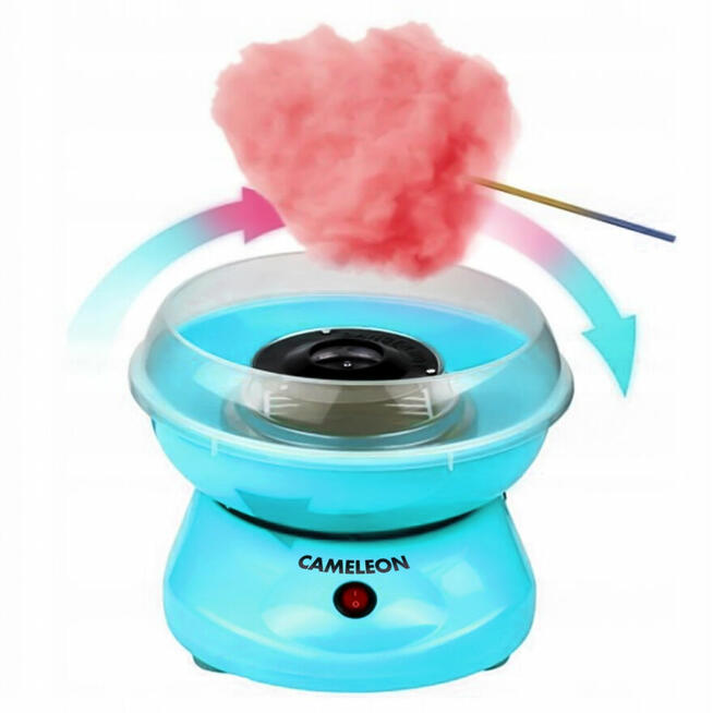 Maszyna do Waty Cukrowej + Cukier 12x 100g Saszetki + Patyki