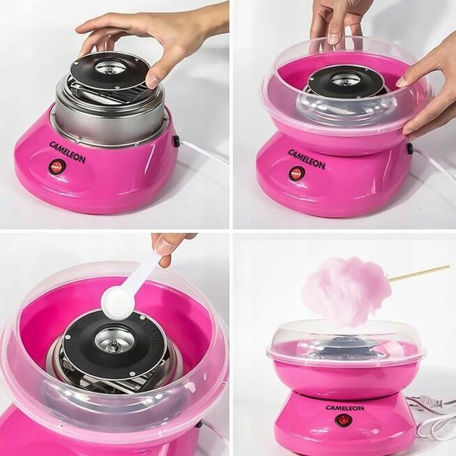 Maszyna do Waty Cukrowej + Cukier 12x 100g Saszetki + Patyki